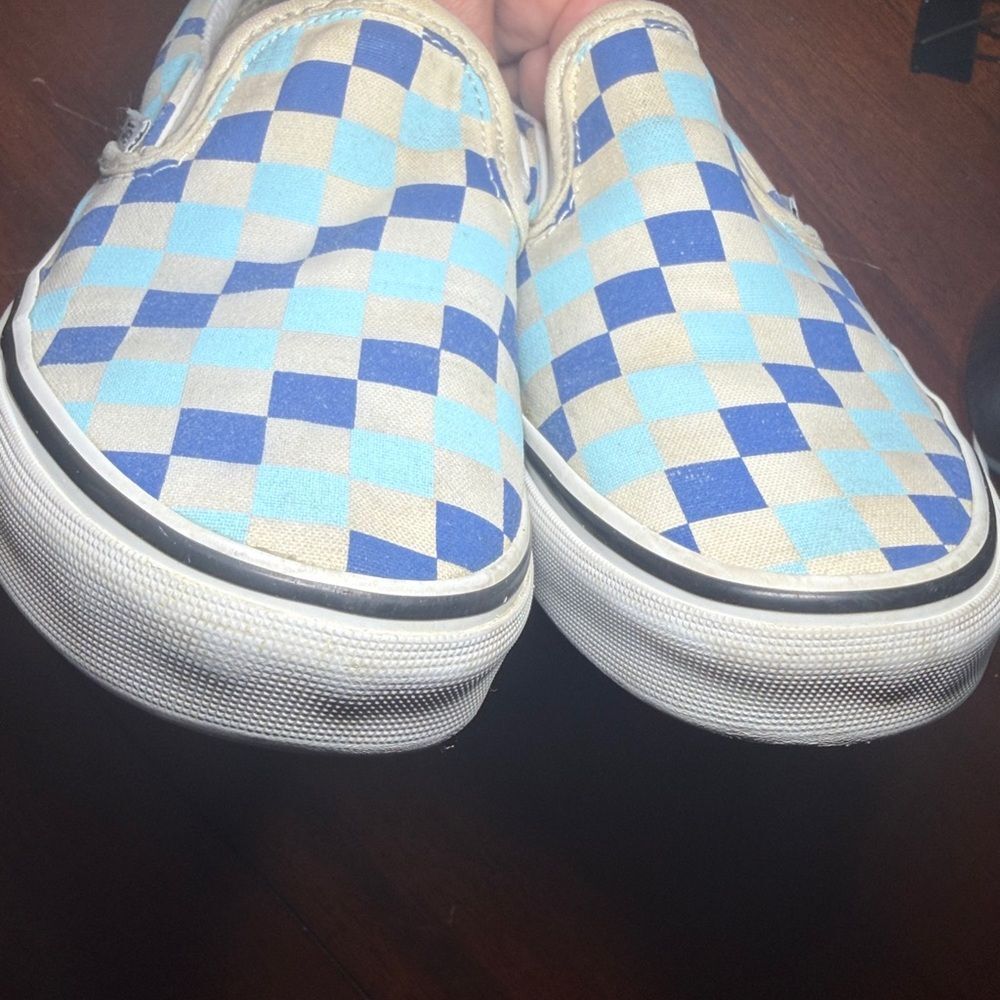 Vans Slip-On Checkerboard Sneakers in Blue and Light Blue — women’s 6/mens 4.5 - Picture 12 of 15